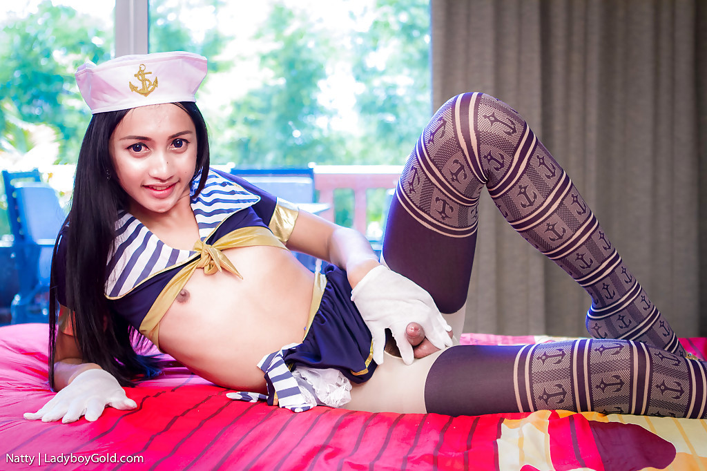 Gorgeous Young Asian Transexual Natty Posing Solo In Cute Sailor Uniform